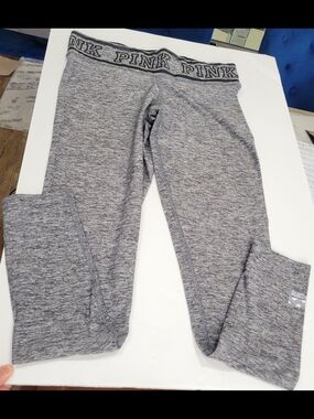 PINK Victoria's Secret Gray Space-Dye Logo Waist Leggings